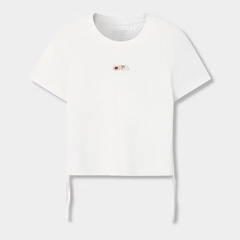 FILA Women s Embroidered Logo Slim Fit Knit Short Sleeve Tee M