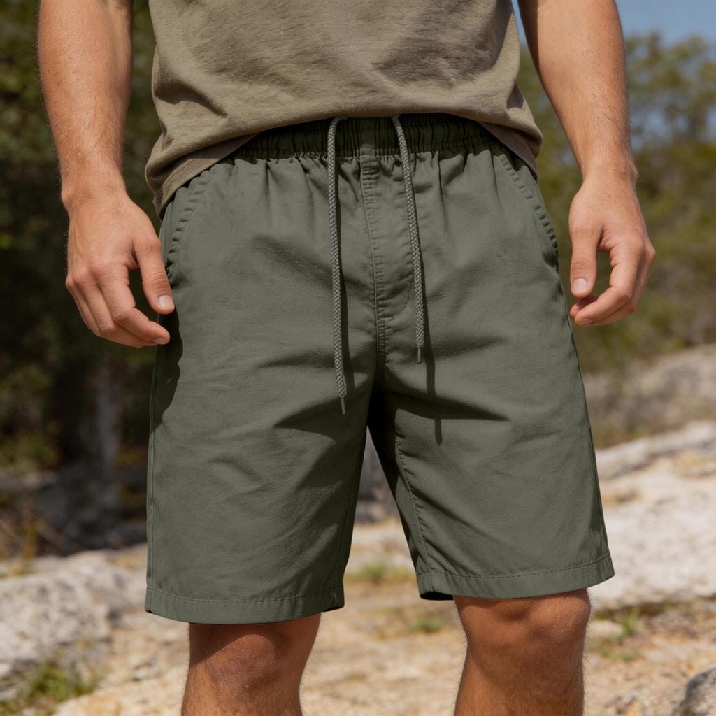 Herren Shorts mit Kordelzug Taille Lockerer Schnitt Leichter Atmungsaktiver Stoff Lässige Shorts mit Elastischem Bund und Taschen für den Alltag