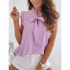  Women's Polka Dot Sleeveless Blouse Bow Tie Neck Ruffle Shoulder Casual Summer Tops