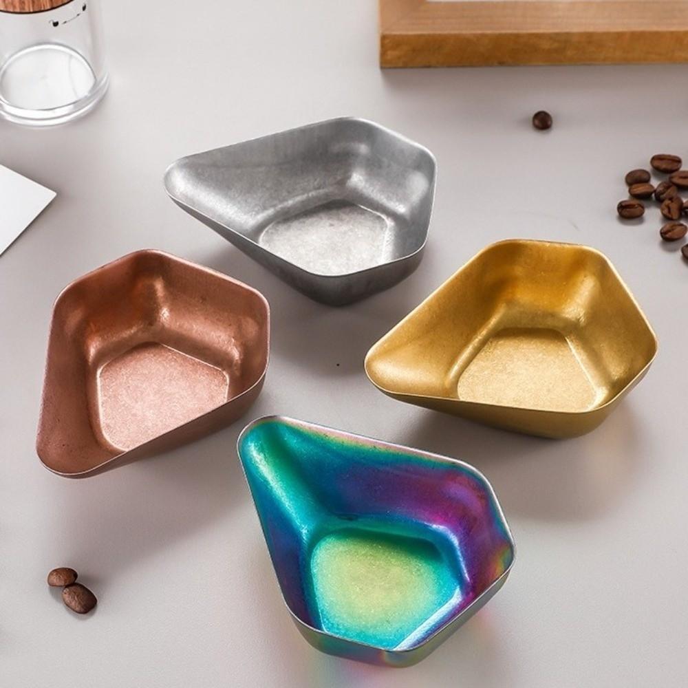 Stainless Steel Coffee Bean Dosing Cup Retro Wear-resistant Coffee Bean Scoop Smooth Surface Stackable Bean Weighing Tray