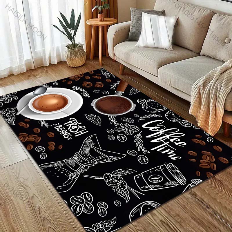 Coffee Beans Coffee Machine Print Carpet Living Room Bedroom Bedside Sofa Floor Mat Modern Home Decor Area Rug Large Size