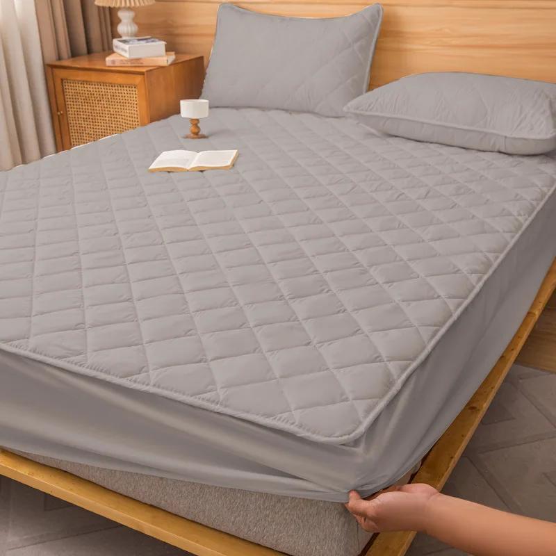 Thicking Quilted Mattress Cover Soft Breathable Elastic Double Fitted Bed Sheet with Deep Pocket Solid Color Matress For Bed
