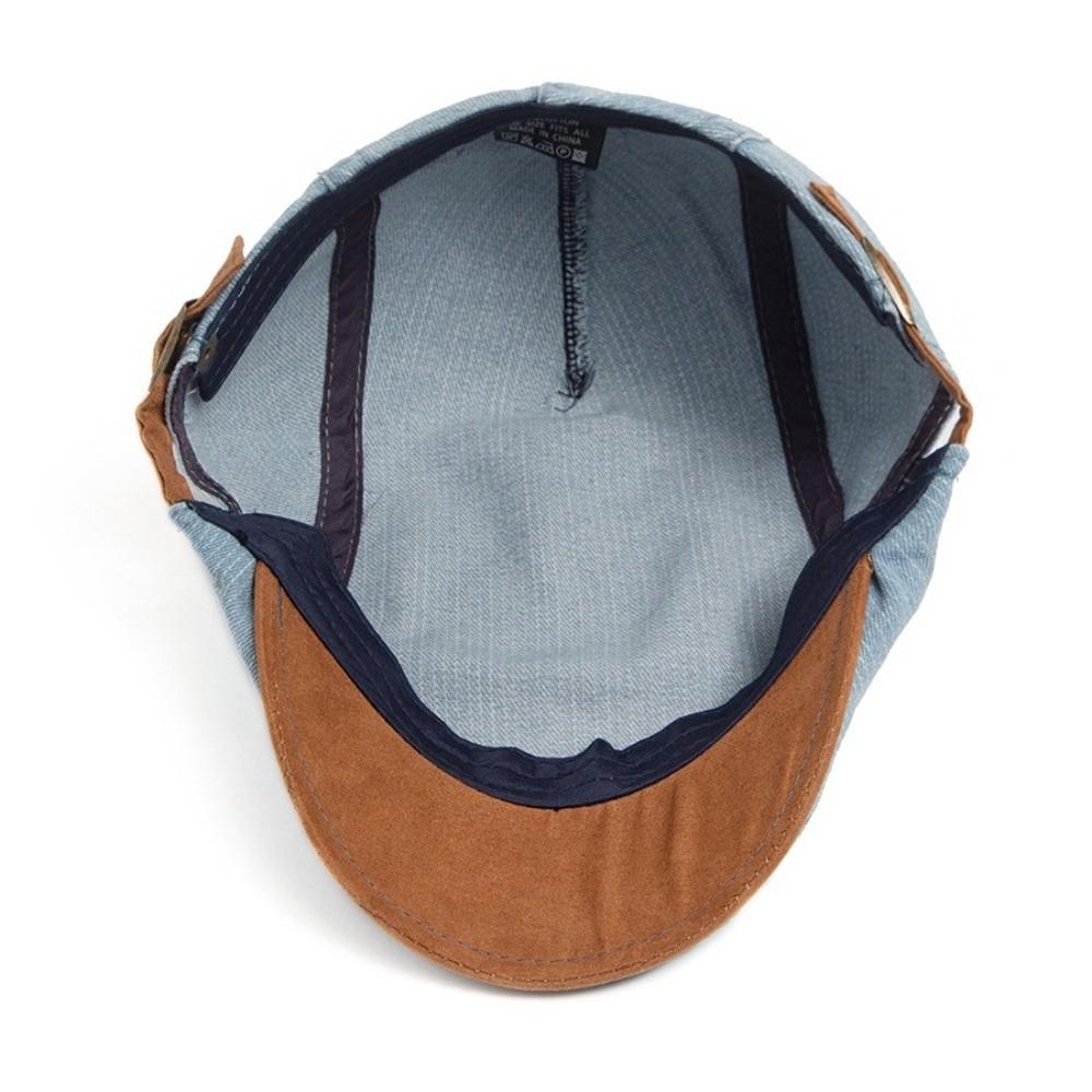 Denim Cotton Beret Hat Soft Material Peaked Cap Adjustable Flat Visor Hat Casual Wear