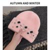 Girls Handcrafted Water Drill Wool Hat With Knit Design For Autumn Winter Kids Fashion
