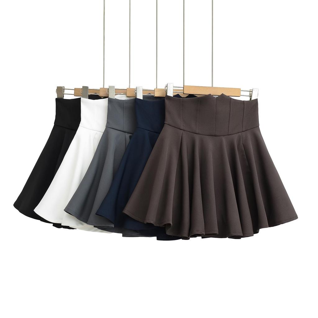 2025 European & American Style High-Waist A-Line Pleated Puffy Skirt for Women