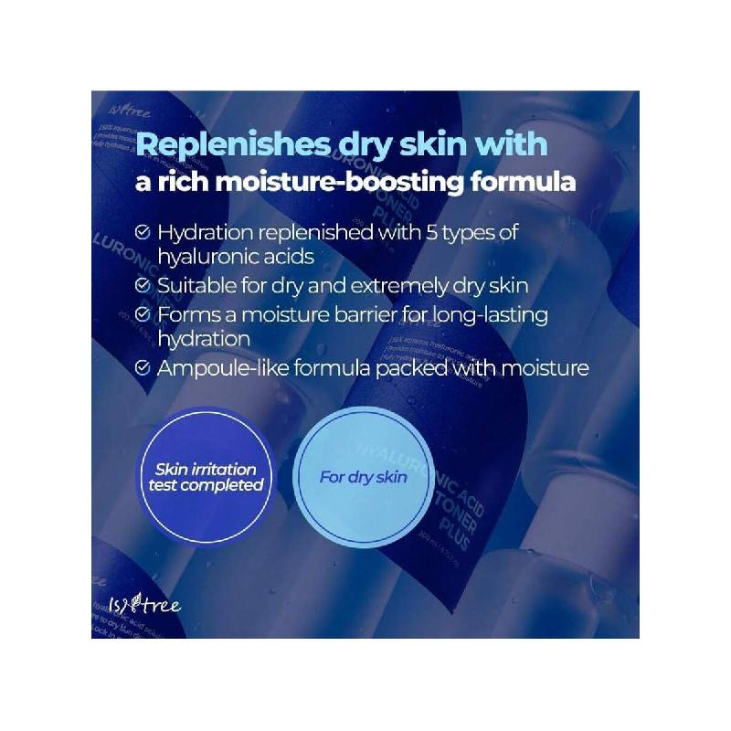 Isntree Hyaluronic Acid Toner Plus 200ml | Korean Skincare | Deep Moisture For Dry Skin | Fully Hydrates & Locks In Moisture | Ampoule-Like Texture