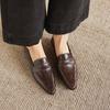 Krazing Pot Sheepskin Round Toe Low Heels Summer Shoes Big Size 42 Retro Fashion Slip On Stones Prints Women Deep Mouth Pumps