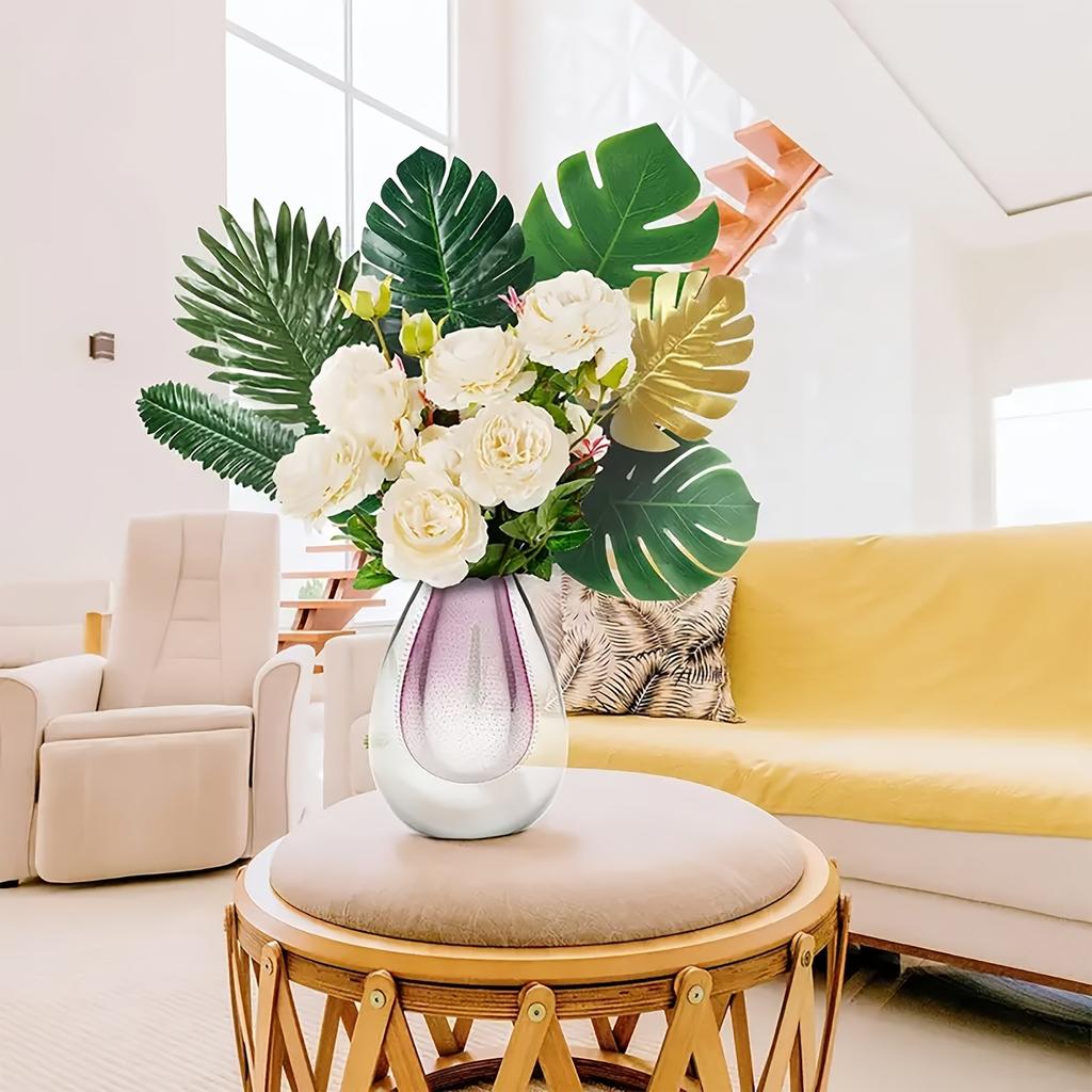 Artificial Monstera Leaf Green Foliage Single Stem Fake Leaves Plastic Leaves for Balloon Wedding Decor, Small Fresh Home Decor Accessories, Suitable