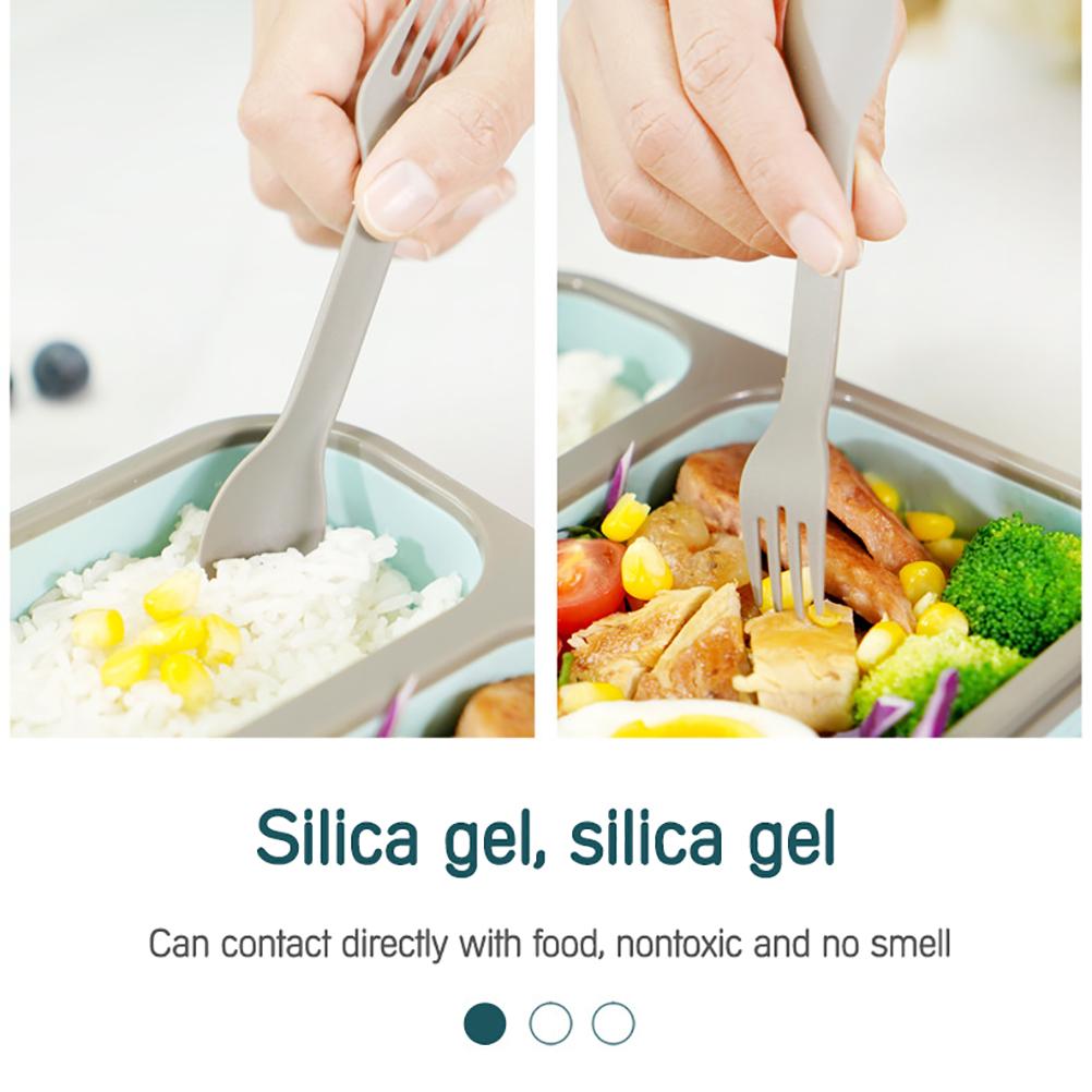 Silicone Collapsible Lunchbox 2 Compartments Large Bento Box Microwave Dishwasher Freezer Lunchbox