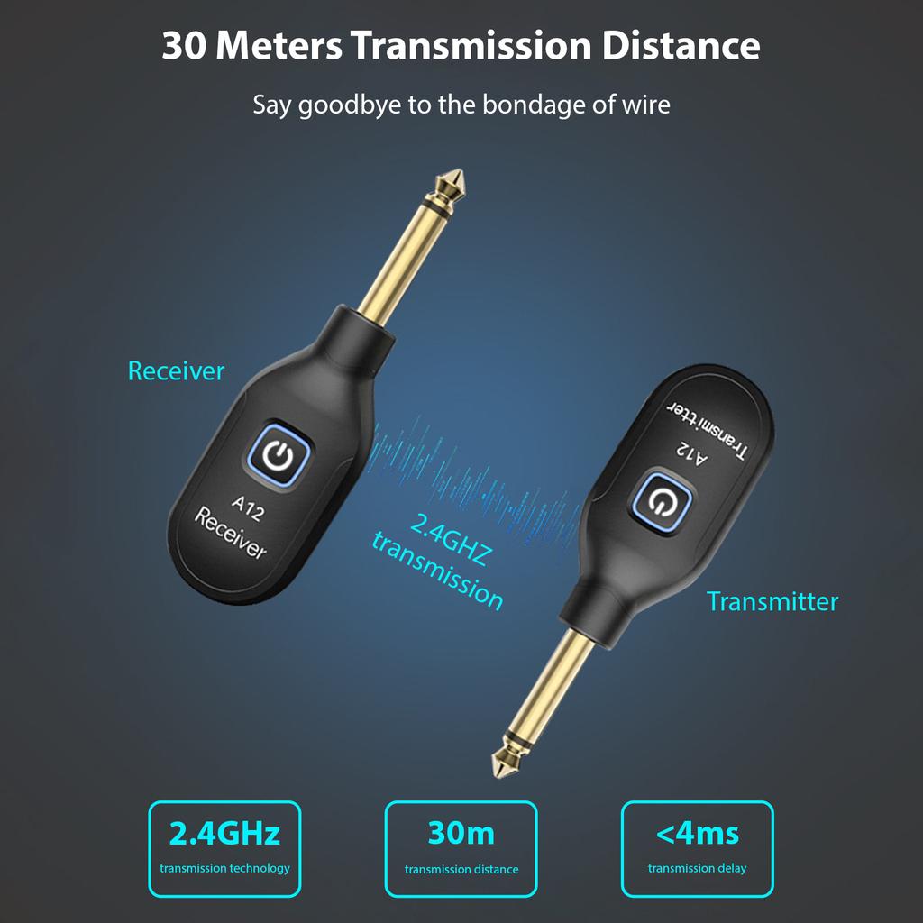 2.4G Wireless Guitar System Rechargeable Portable Guitar Transmitter Receiver Set Dual Mode