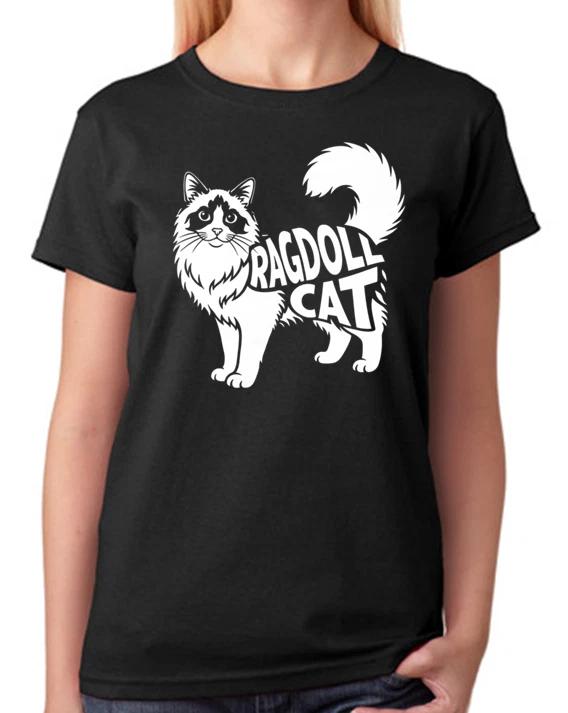 Ragdoll Cat Graphic Illustration Ladies T-Shirt Cute Feline Lover Tee XXXXL