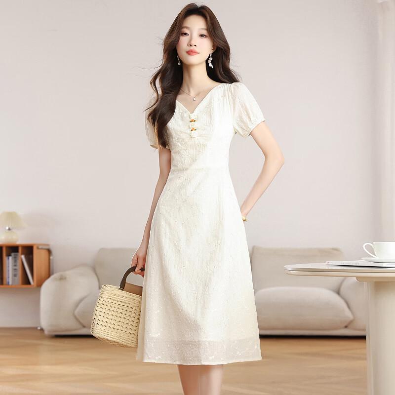 La Chapelle Women s V-Neck A-Line Midi Dress L