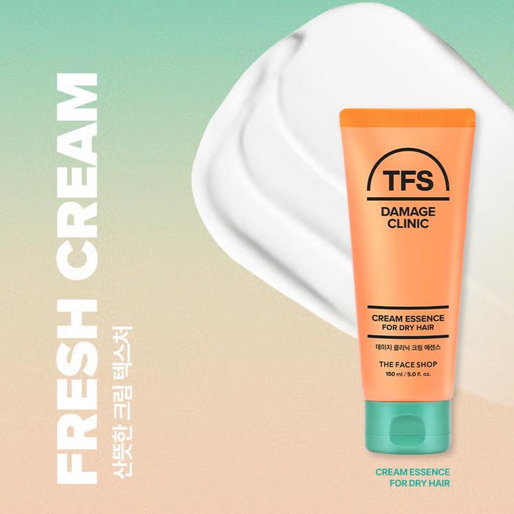 The Face Shop Damage Clinic Cream Essence for Dry Hair 150 Ml/ Hair Care, Moisturizing, Korean Cosmetics, Kbeauty