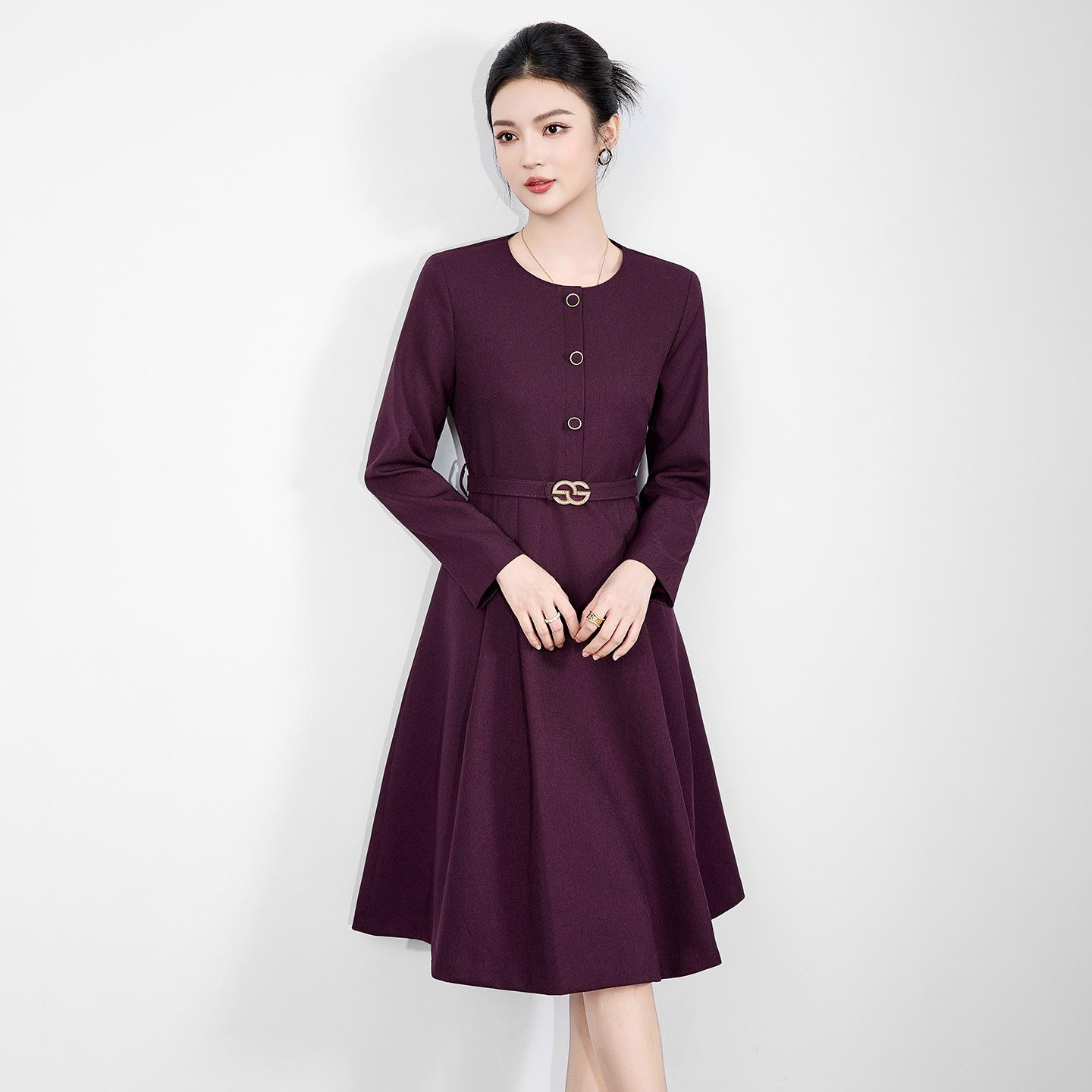 Nanyou Elegant Waist-Cinched Slimming Dress - Autumn/Winter Collection L вино красного