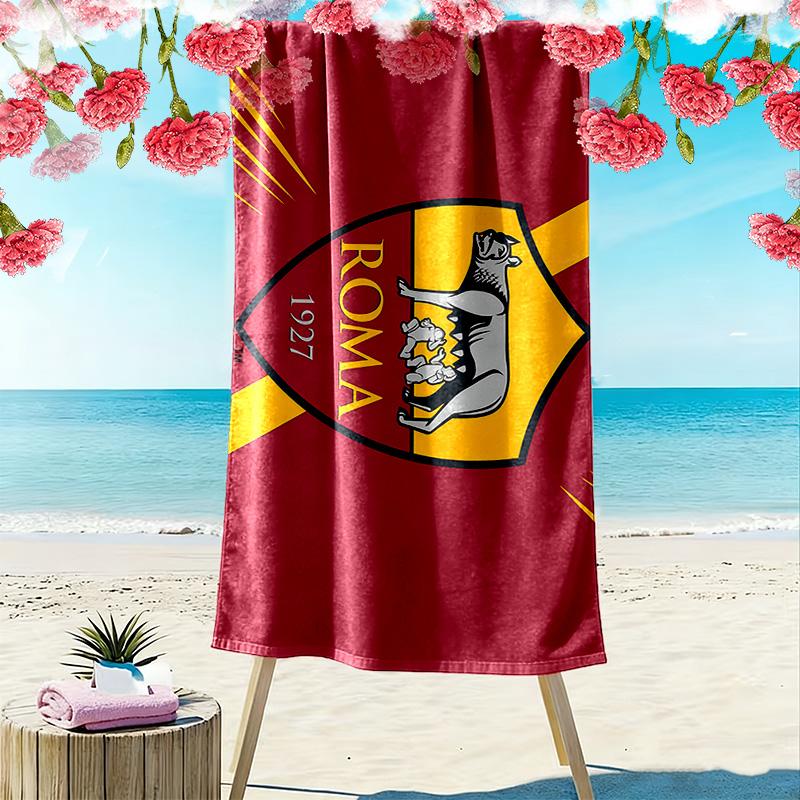 Associazione Sportiva Roma2 Print Beach Towel, Large Soft Quick Dry Towel for Beach Camping Swimming