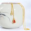 Ancient Style Red Shell Double Gourd Necklace: Diamond-studded Sand Gold Clavicle Chain for Women, Symbolizing Double Blessings and Prosperity.