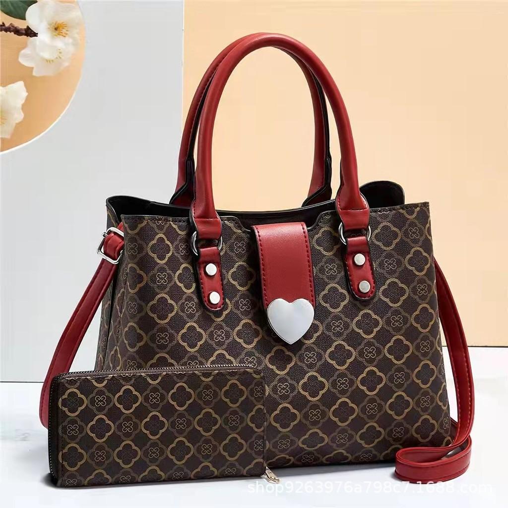 Stylish Vintage Pu Tote Bag Set With Large Capacity In Burgundy Khaki And Black Colors