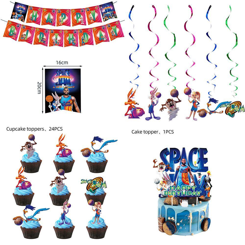 

Тема мультфильма «Космический джем» Принадлежности для украшения детской вечеринки по случаю дня рождения Баннер Шары 46Pcs Set