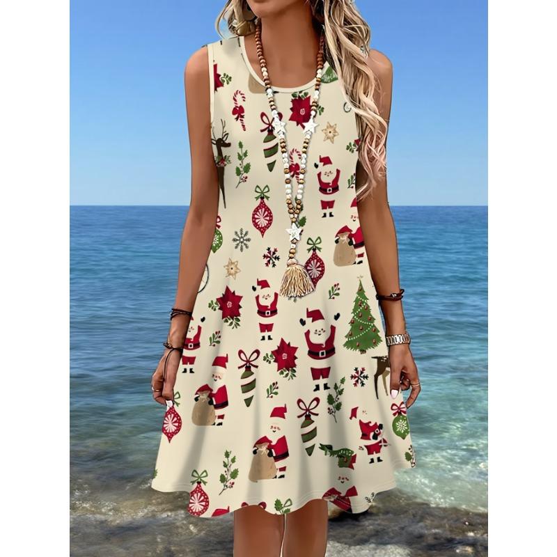 

[Printed Design – Not Textured] Spring and summer new plus size clothing casual sleeveless vest dress slim fit S