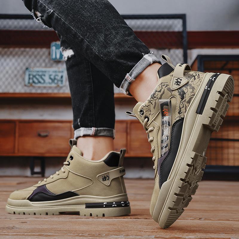 

Labor insurance shoes autumn new thick-soled non-slip waterproof work men s outdoor sports fashion Martin boots 39 хакі