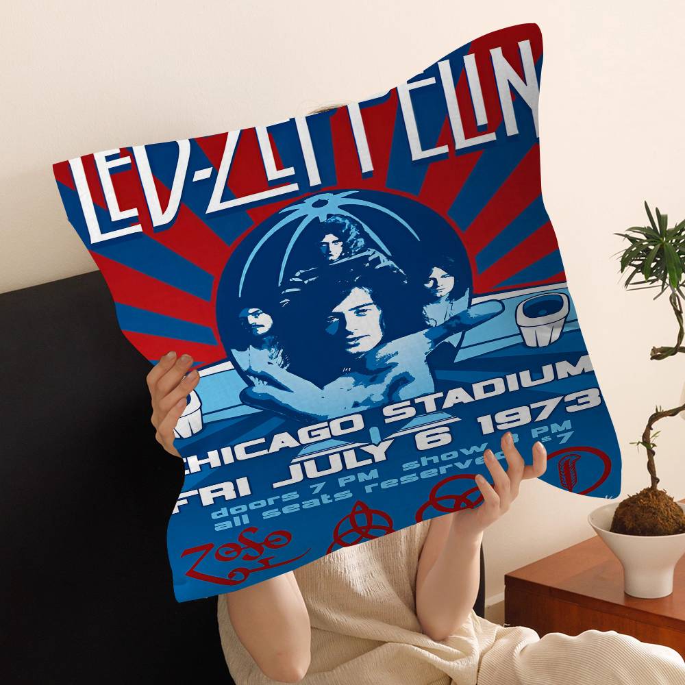 Band L-Led Z-Zeppelin Kissenbezüge Cartoon Sofa Dekoratives Zuhause Zweiseitiger Druck Kurzer Plüsch Niedlicher Kissenbezug