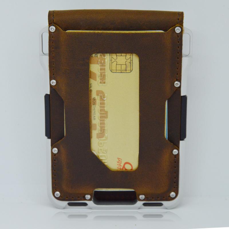 

RFID металлический антимагнитный пакет карт из алюминиевого сплава многофункциональный мужской;кожаный кошелек для кредитных карт и визиток