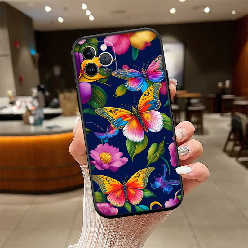 UP22 Colorful Butterfly New High-End Shell Phone Case for iPhone 16 15 14 13 12 Pro Max Plus Mini
