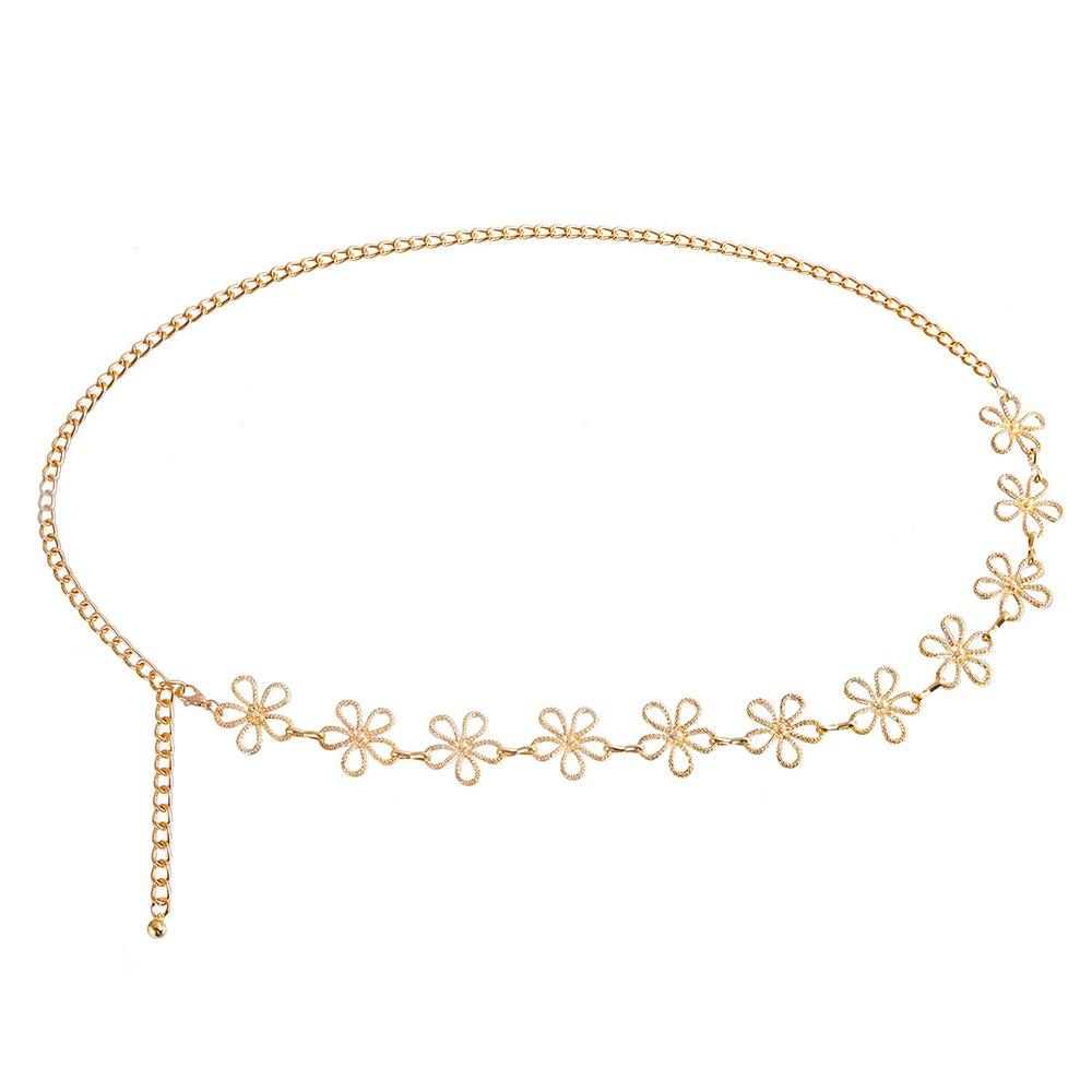 

Панк Винтаж Металлическая Цепочка на Талию с Цветком для Женщин Летняя Пляжная Бикини Пояс на Живот Y2K Ювелирные Аксессуары золотой