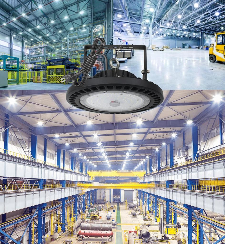 200W LED High Bay Light Wiring Plug 5000K Daylight White 28000LM To a 2000W Mercury Vapor LED High Bay Light IP65 Waterproof and Dustproof LED