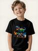 Printed short-sleeved T-shirt, cool summer top for children, exclusive for dinosaur fans