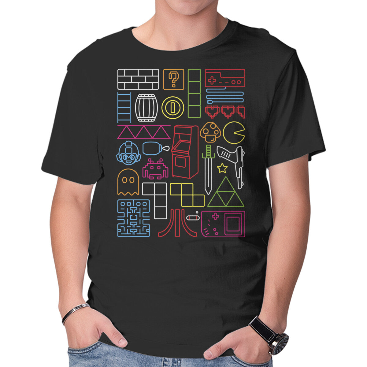 Unisex Crew Neck T-Shirt Nostalgic Doodles Graphic Short Sleeve Casual Tee S