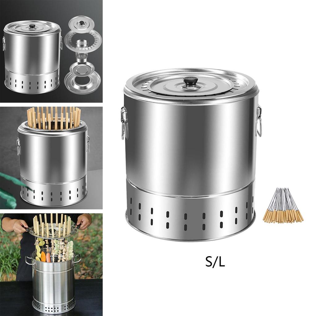 BBQ Grill Bucket Uniform Heat Smokeless for Grilling Backpacking Camping