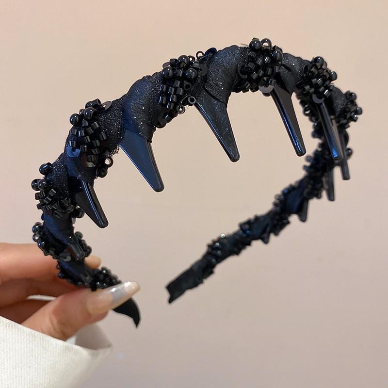 Mesh winding crystal headband new fashion simple headgear with teeth fluffy high skull top hair accessories