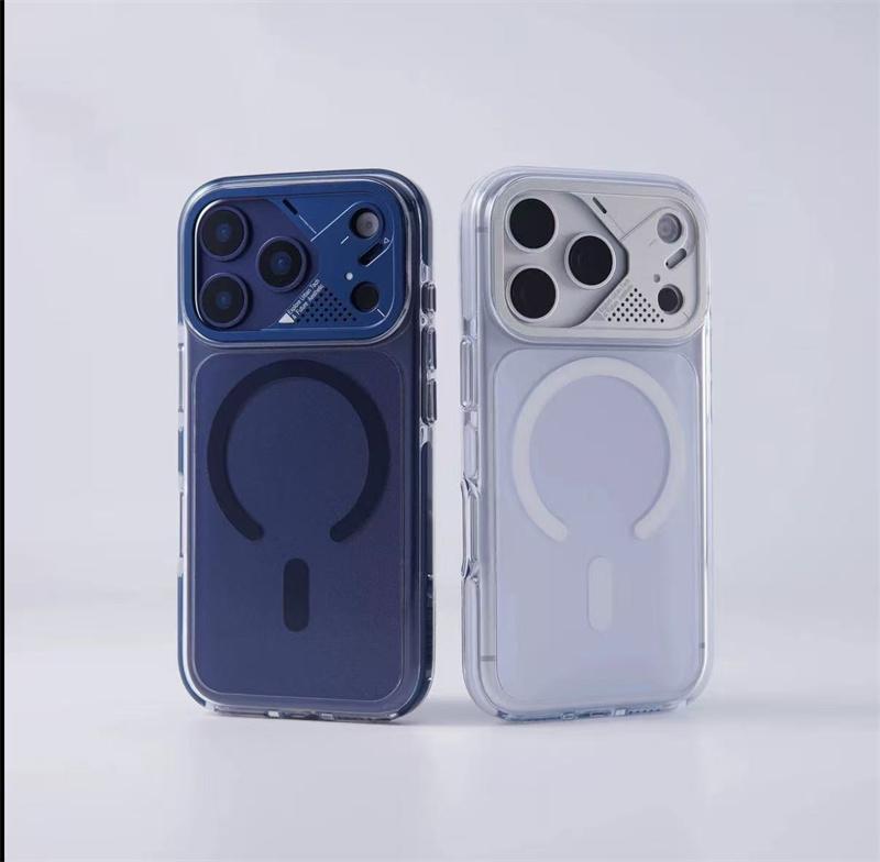 Luxury For Magsafe Magnetic Wireless Charging Case For iPhone 17 Pro Max Technology Style Metal Lens Protection Shockproof Cover