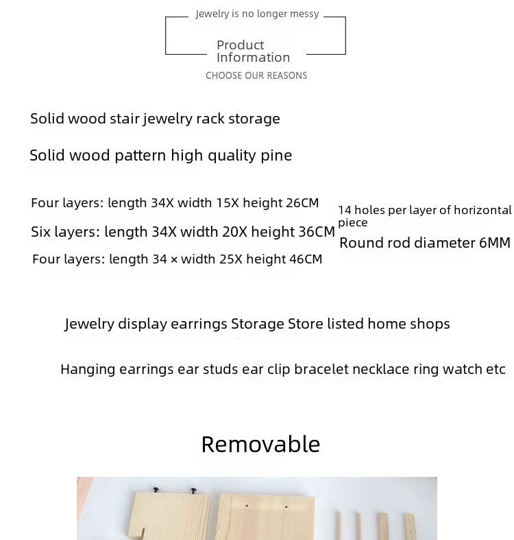 Solid Wood Jewelry Display Stand: Earring, Necklace & Bracelet Organizer.