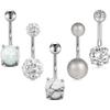 Belly Button Rings Stainless Steel 14G CZ Opal Navel Rings Barbells Studs Women Girls Body Piercing Jewelry 4-5Pcs