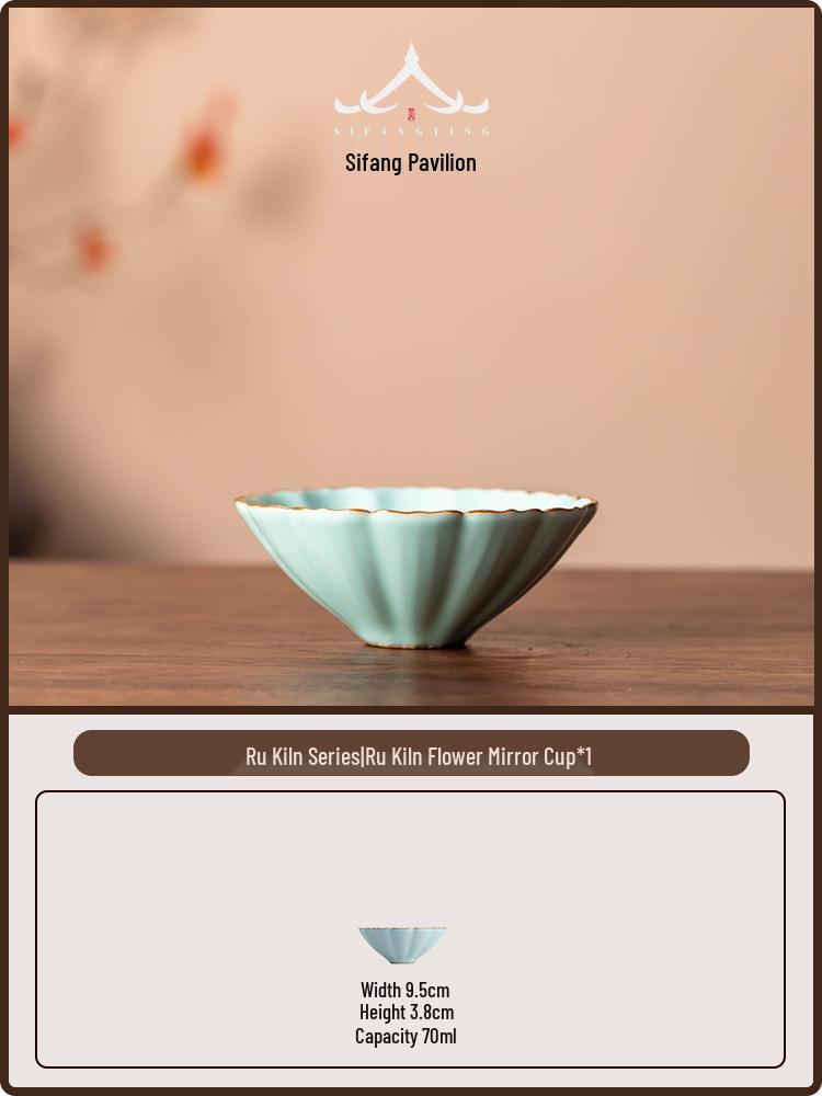 Ru Kiln Celadon Ceramic Tea Cup - Handmade Gongfu Single Master Cup