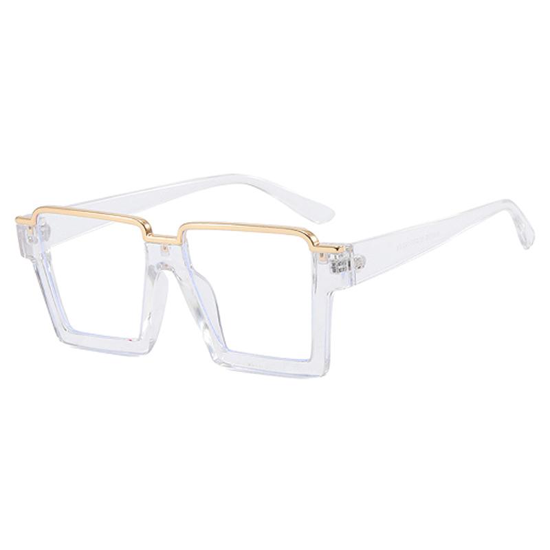 Clear And Cool Black Gold Frame Anti Blue Light Glasses Decorative Glasses Frame Fashionable Flat Lens 28130
