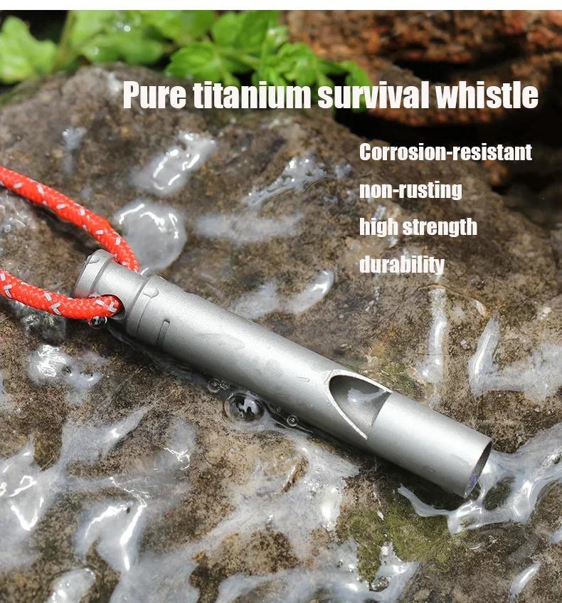 Camping Emergency Titanium Whistle Loud Portable Keychain Necklace Whistle EDC Keyring Outdoor Emergency Survival Tool Hiking