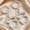 Earrings 3D Hollow Bear Design Stainless Steel Ear Loop Fit Leverback Earrings Adjustable Length Choker Necklace Jewelry Gift