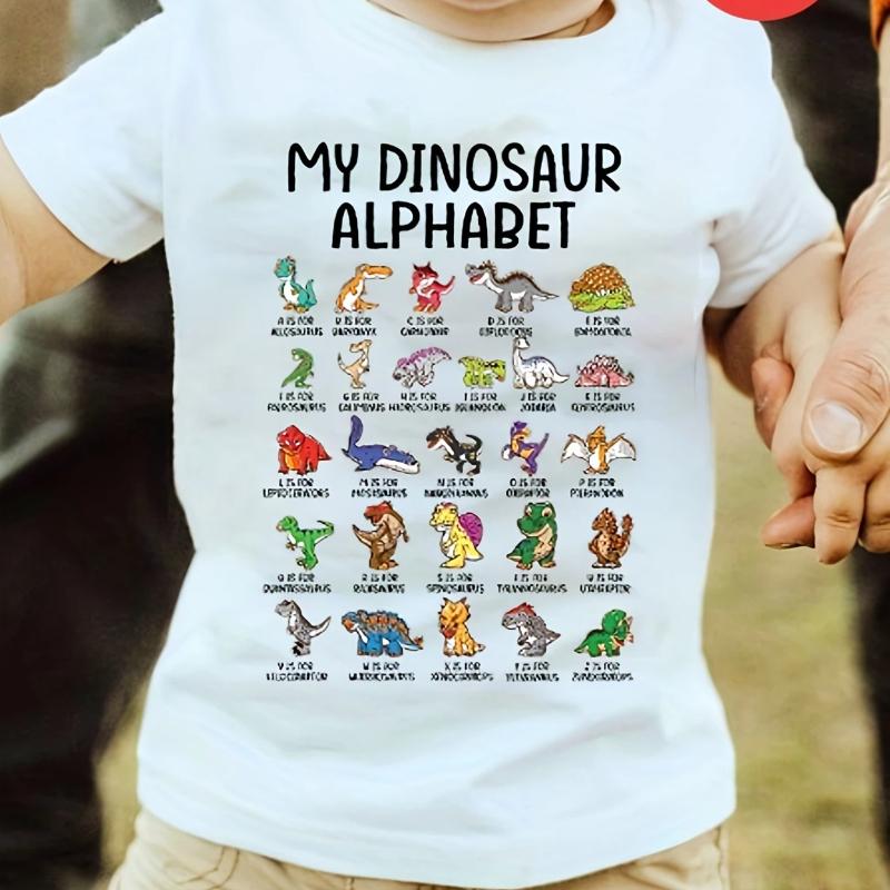 100% Fashion Boys' T-Shirt Cartoon Dinosaur Pattern