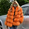 Women's Autumn/Winter Faux Fur Coat with Fox Fur Accents