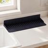 Scissor-Adjustable Sink Water Barrier for Single or Double Bowls with Ribbed Panel, Flexible Form and Return Flows Slope
