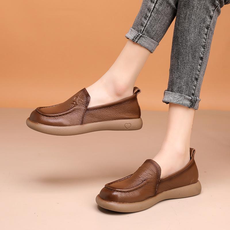 Genuine Leather Women Flats Woman Casual Shoes Loafers Female Slip-on Boat Shoes,Mother's Shoes