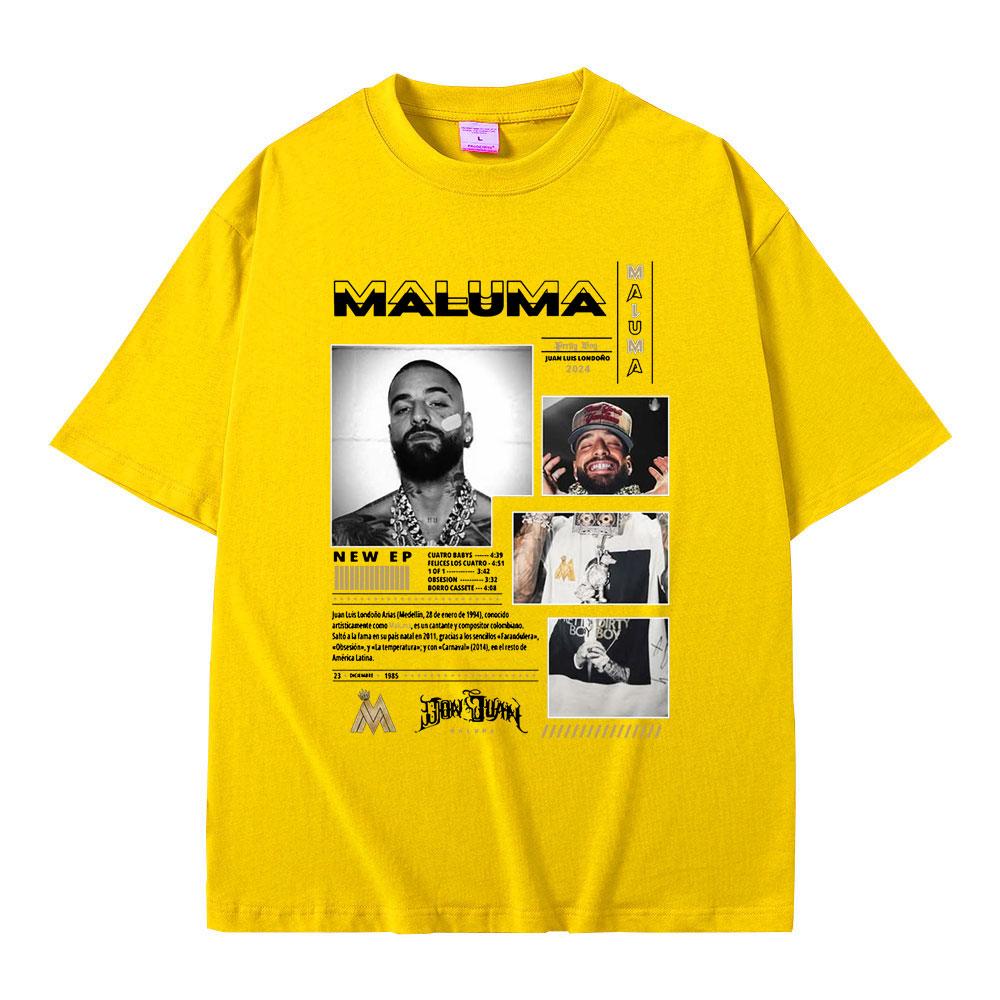 Zpěvák Maluma Obal hudebního alba Trička Pánská Dámská Ležérní Bavlněné Tričko Pánská Móda Nadrozměrná Trička Hip Hop Rap Streetwear
