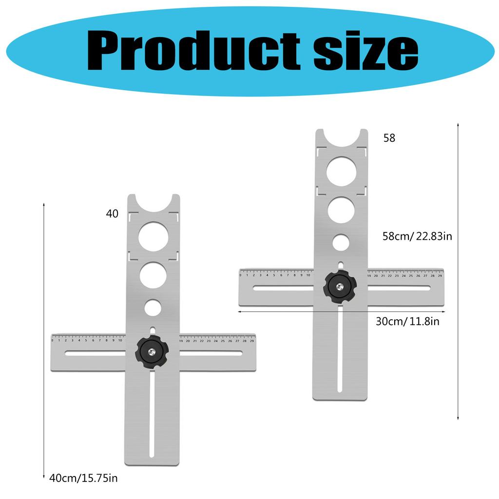 Stainless Steel Tile Hole Locator Adjustable Measuring Tool for Precise Drilling Suitable for Various Tile Materials