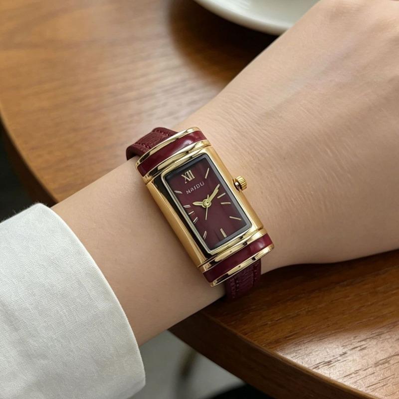 New Women Watch H Rectangular Dial Luxury Gift Wristwatch Fashion Leather Strap Lock Shaped Watch
