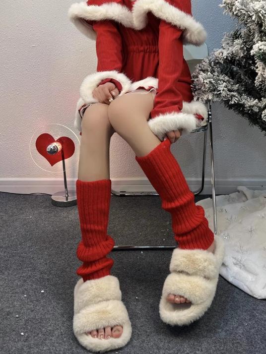 New Autumn And Winter Knitted Socks Cover Jk Stacking Socks Cover Men And Women Vertical Pattern Thin Y2K Warm Leg Cover With Snow Boots