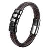 Anti-static Men's Stainless Steel Leather Magnetic Bracelet - European Retro Style