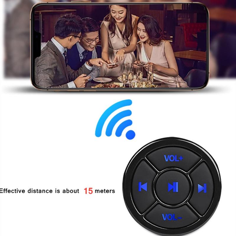 Universal Wireless Multimedia Button Bluetooth-compatible Remote for IOS Android Phone Car Motorcycle with Mount Bracket